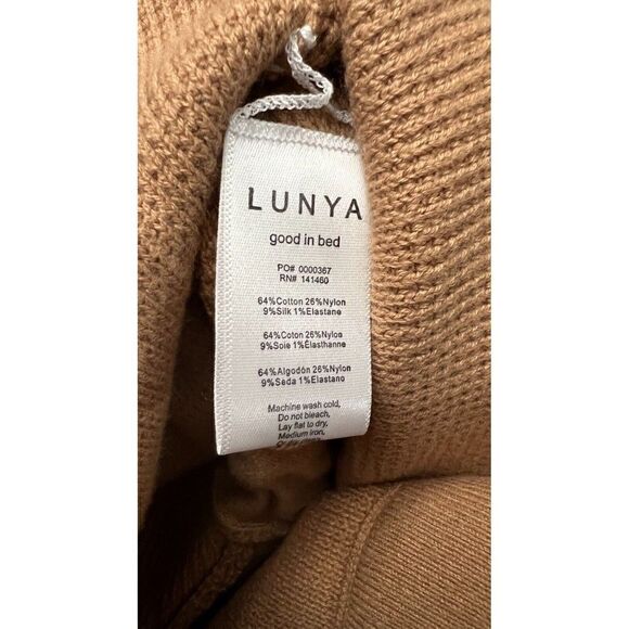 LUNYA Cozy Cotton Silk Waffle Knit Lounge Pants Beige Tan - Picture 5 of 5